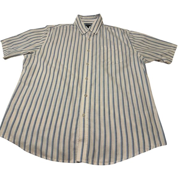 Men's Croft & Barrow Striped Button-Down White Dress Shirt Cotton Blend Size L - Picture 5 of 16